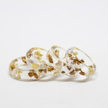 Resin Ring With Gold Flakes, Resin Ring Wedding,..