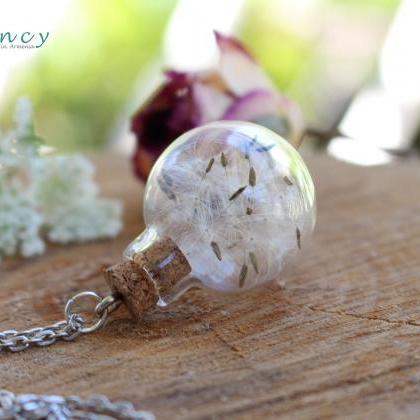 Real dandelion necklace, terrarium ..