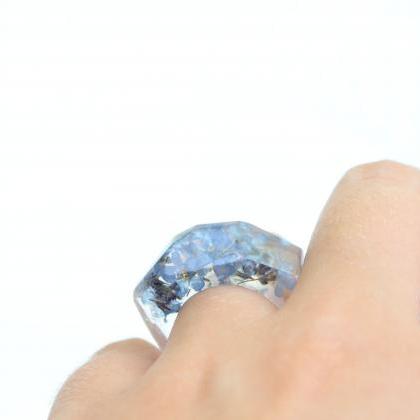 Forget me not ring, blue flower res..