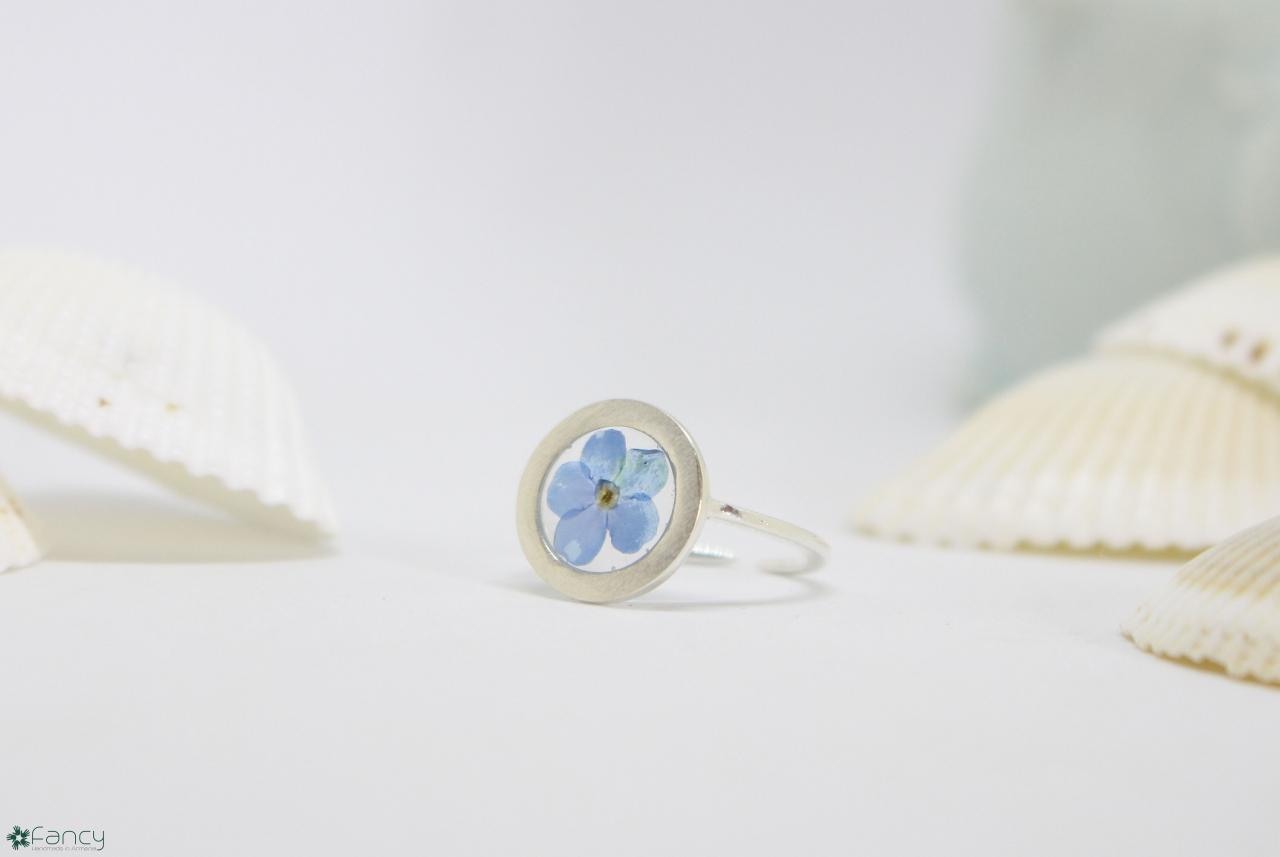 Real Forget Me Not Ring, Flower Pressed Jewelry Ring, Gift For Her Ring, Adjustable Rings For Women, Flower Resin Rings Blue, Armenian Gifts