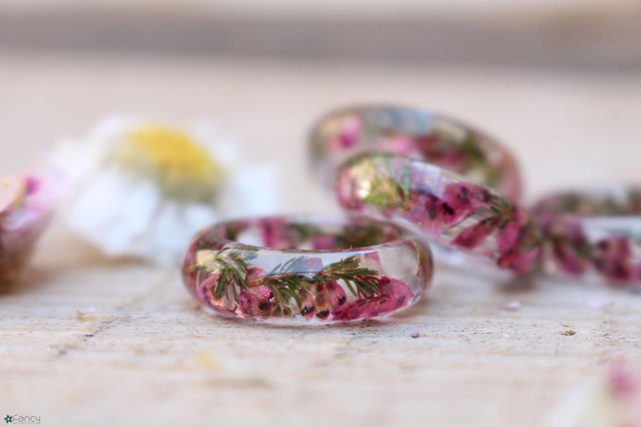 Heather Resin Rings, Heather Rings, Pressed Flower Rings, Nature Inspired Rings, Unique Rings, Real Flower Rings, Nature Flower Rings Resin