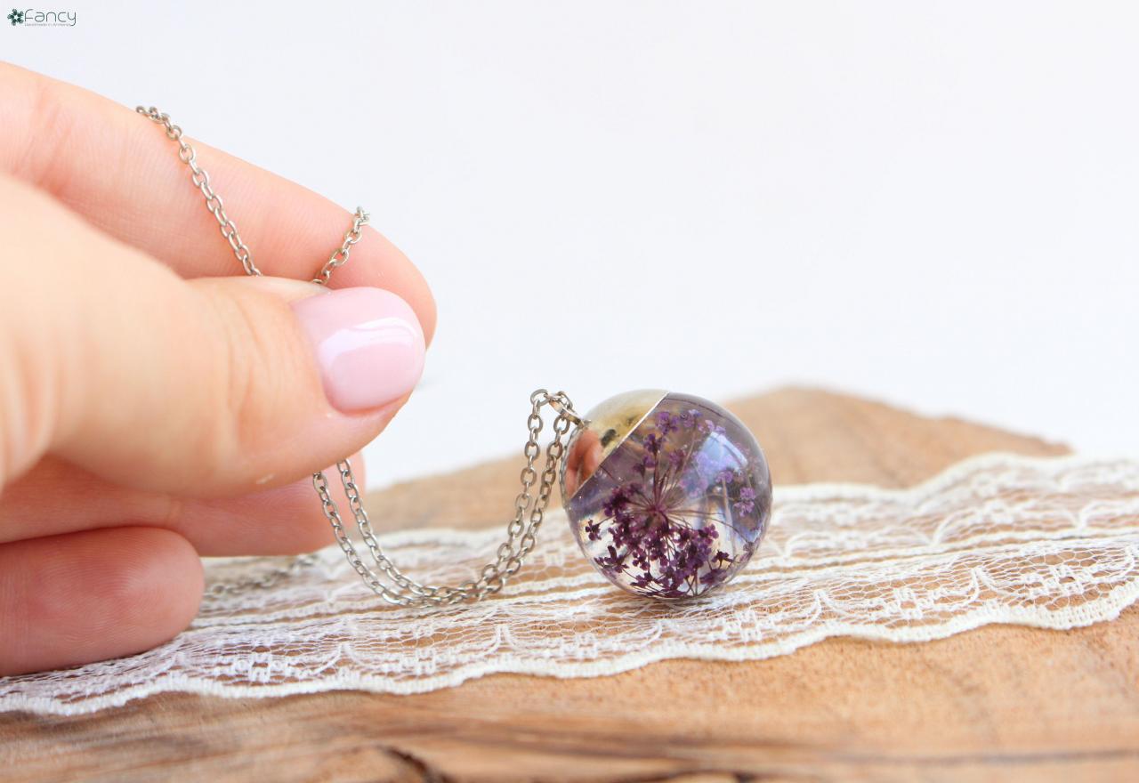 Pressed clearance violet necklace