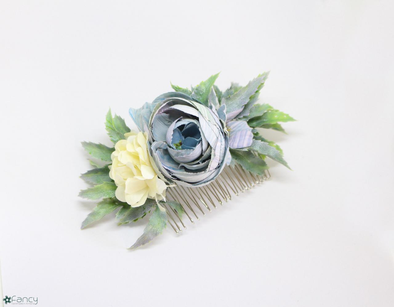 Dusty Blue Hair Comb , Pastel Blue Wedding Hair Accessories, Flower Bridal Headpiece, Blue Floral Hair Piece, Flower Comb Wedding