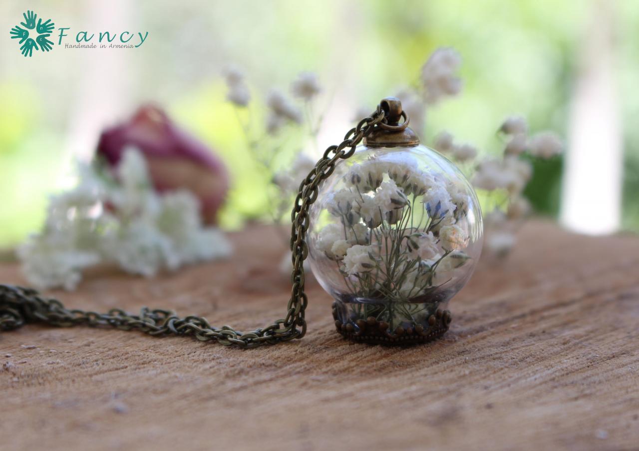 Unique Necklace Handmade, Real Flower Necklace Terrarium Necklace,flowers In Glass,dried Flower Necklace Handmade,botanical Jewelry Necklace