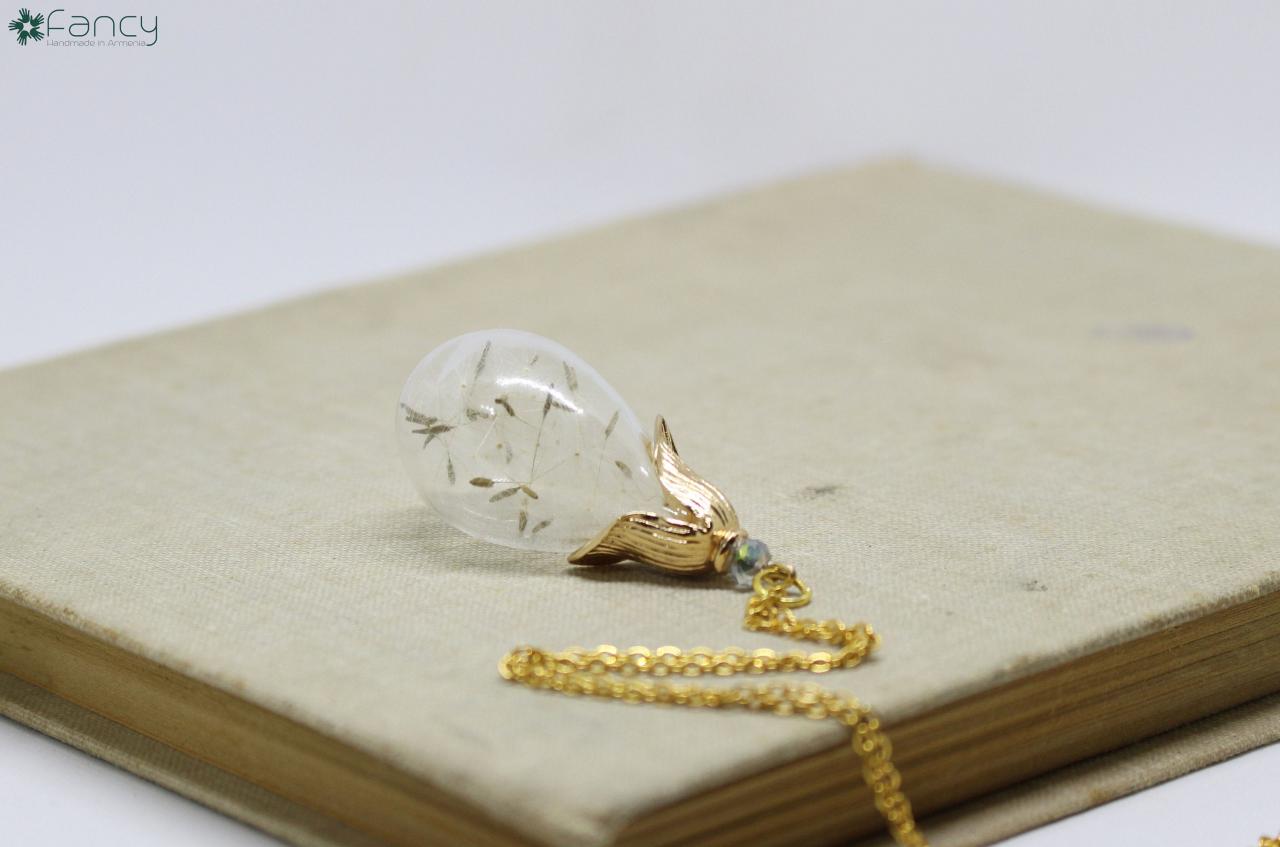 Dandelion Necklace Gold, Necklace Gift For Bridesmaids, Wish Necklace  Dandelion, Jewelry Gift For Fiance, Make A Wish Necklace For Mom Gifts