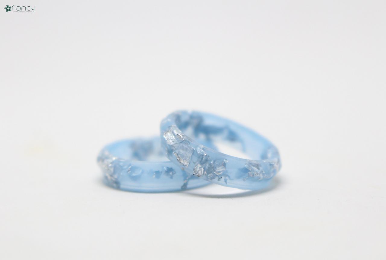 Sky Blue Ring, Blue Resin Rings, Unique Rings For Her, Couples Ring, Bridesmaid Gift For Wedding Day, Blue Wedding Jewelry