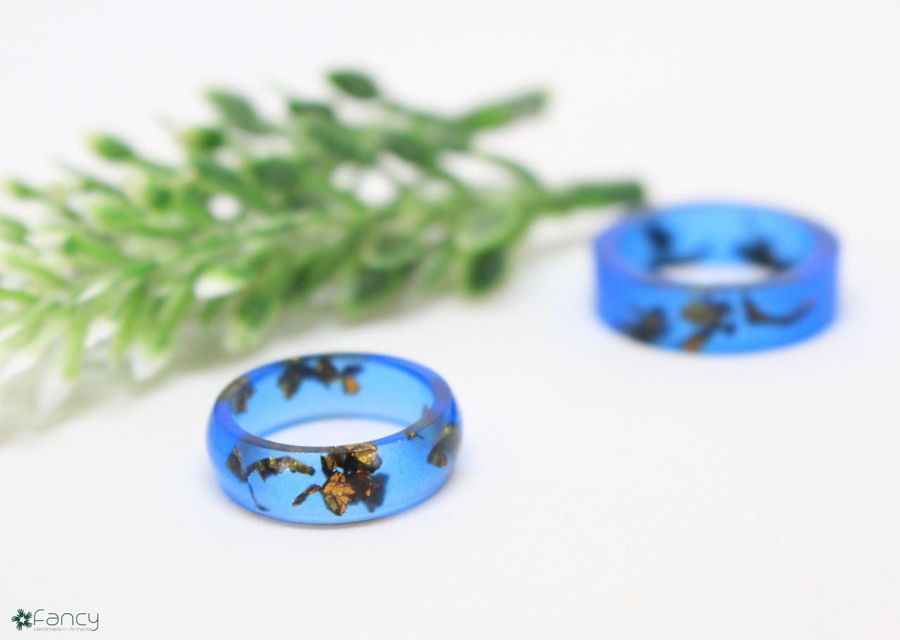 Navy Blue Ring, Cobalt Blue Ring, Stackable Rings Resin, Resin Ring Blue, Blue Resin Ring, Unique Rings For Her, Ring Size 5.25
