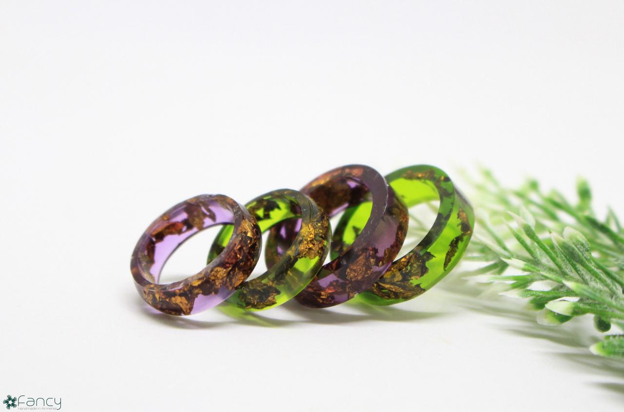 Purple Resin Ring, Deep Purple Ring, Unique Rings For Women, Resin Jewelry Ring, Stackable Rings For Women, Copper Rings For Women Gifts