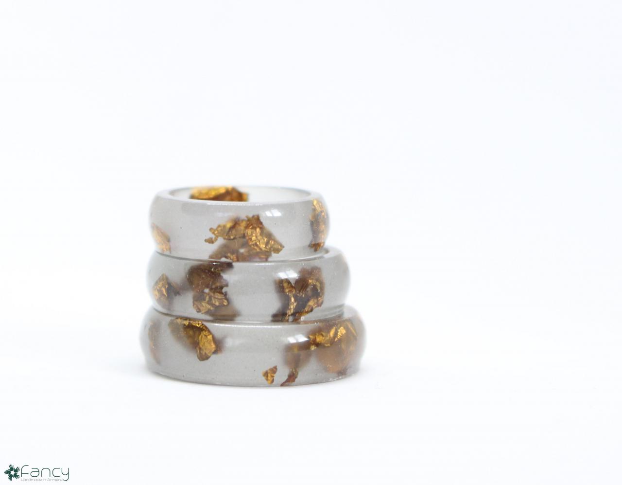Mens Resin Ring, Copper Resin Ring, Gray Rings, Men's Birthday Gift ...