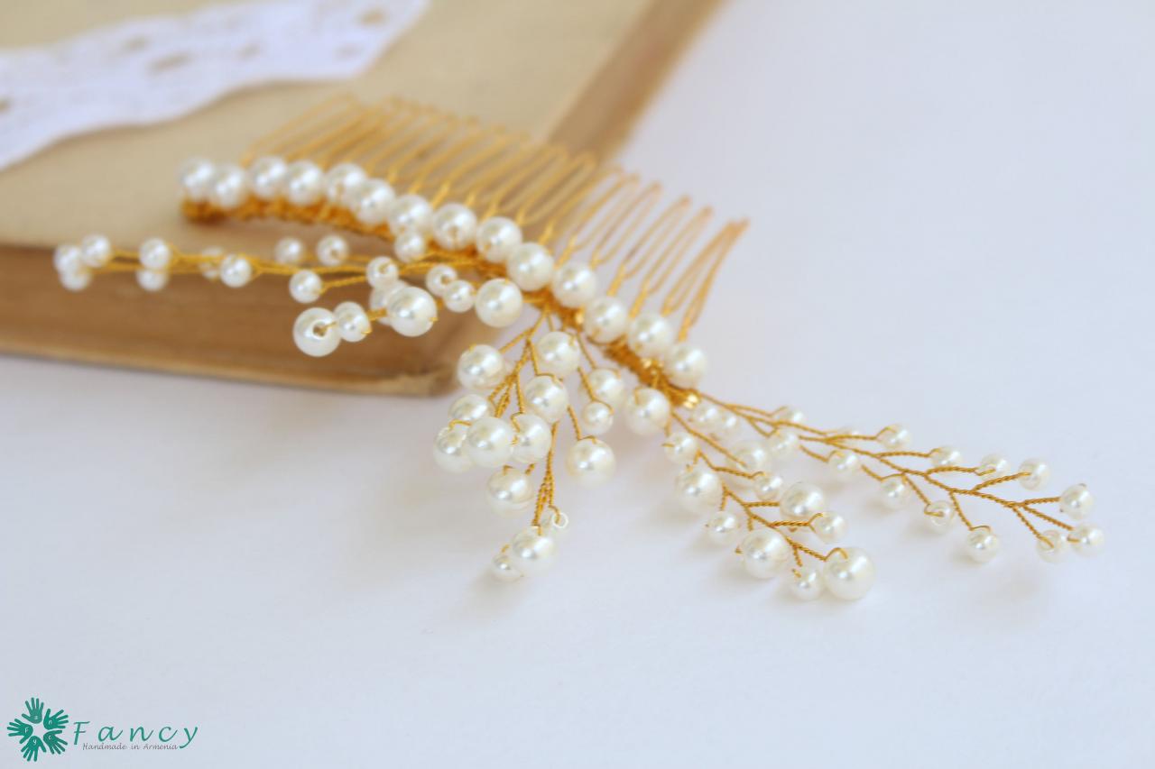 Pearl Hair Comb , Pearl Wedding Hair Accessories , Hair Combs For Wedding , Bridal Hair Piece , Bridesmaid Hair Accessories Armenian Gift
