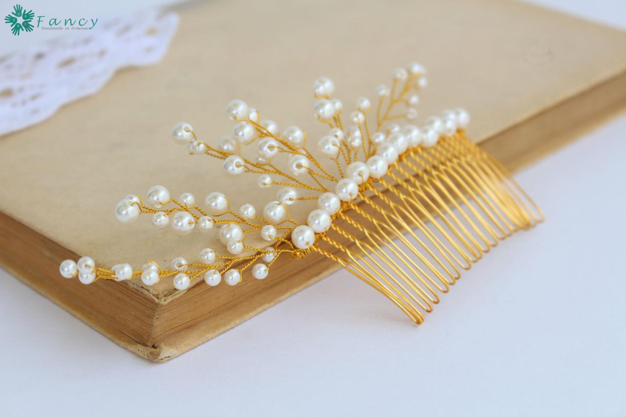 Pearl Hair Comb , Pearl Wedding Hair Accessories , Hair Combs For Wedding , Bridal  Hair Piece , Brid on Luulla