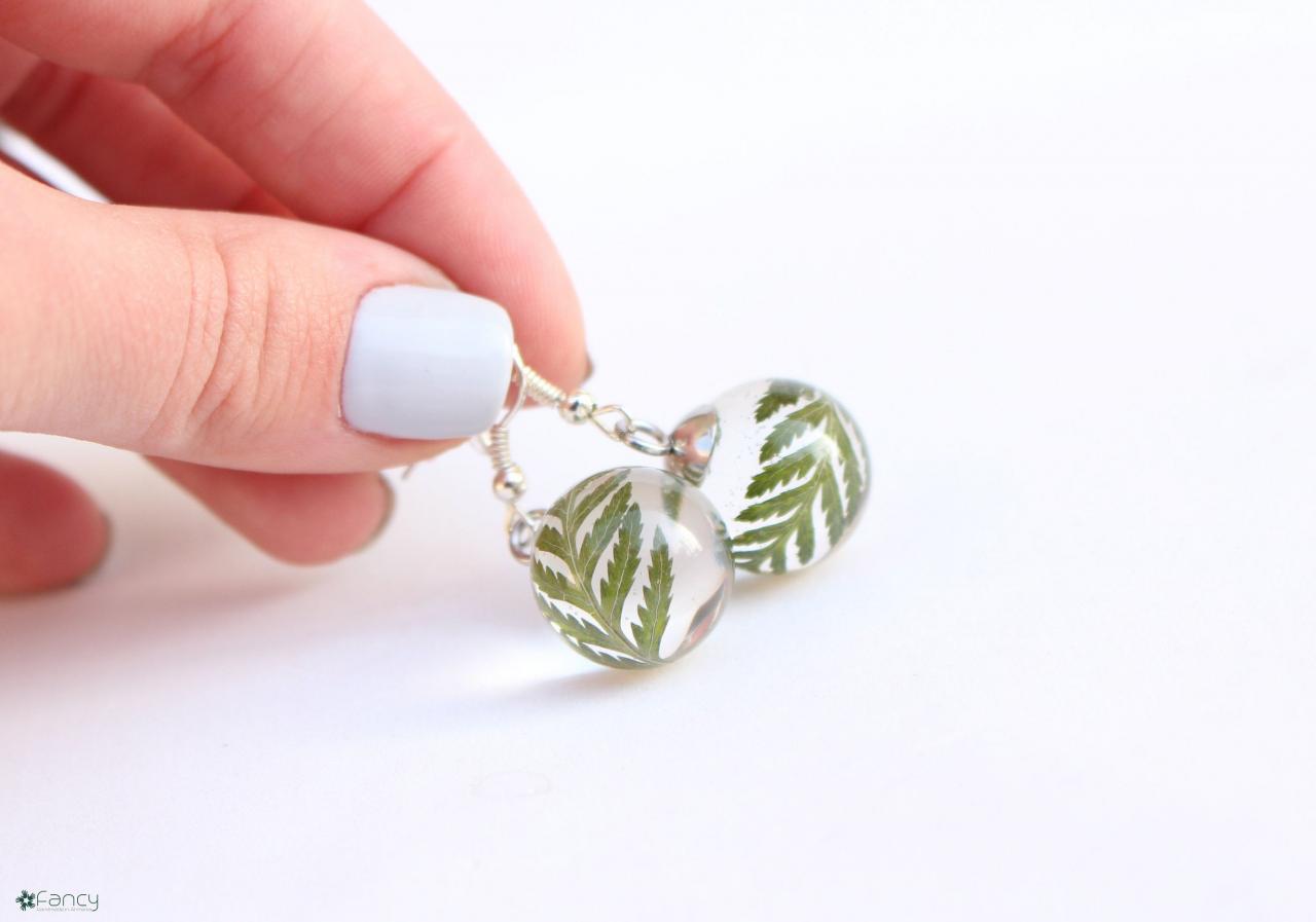 Real Fern Earrings, Nature Inspired Earrings Green,, Real Plant Earrings, Resin Fern Jewelry, Natural Earrings For Her, Armenian Gift