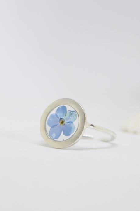 Real Forget Me Not Ring, Flower Pressed Jewelry Ring, Gift For Her Ring, Adjustable Rings For Women, Flower Resin Rings Blue, Armenian Gifts