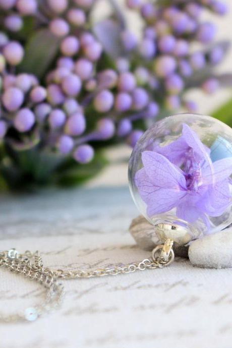 Purple Flower Necklace, Women Birthday Gifts Jewelry , Real Flower Jewelry , Birthday Gifts For Her , Lavender Color Necklace , Armenian