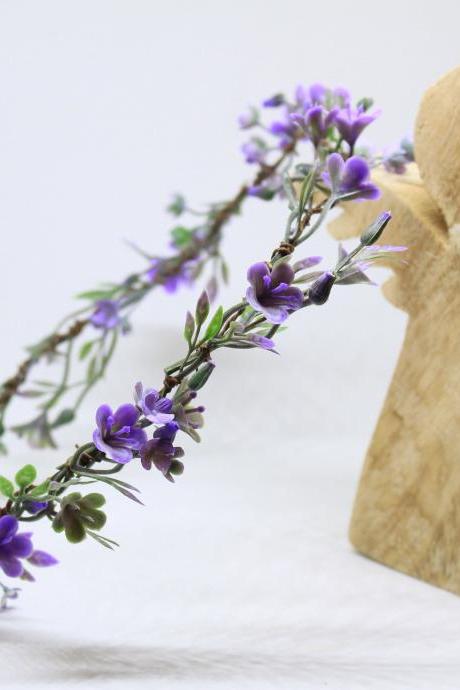 Lavender flower girl crown, purple flower girl headband, purple hair flowers flower girl, delicate flower crown wedding, girl hair wreath