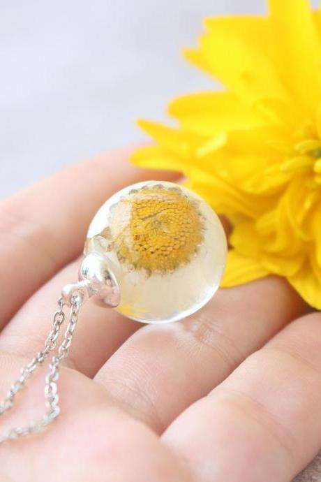 Real Daisy Necklace, Daisy Dried Necklace, Real Flower Pendant, Pressed Flower Pendant, Pressed Daisy Necklace, Daisy In Resin Gifts For Her