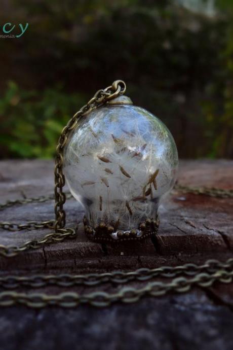 Dandelion Wish Necklace , Real Dandelion Necklace , Christmas Gift For Her , Unique Gift Ideas For Girlfriend, Dandelion Seed Pendant