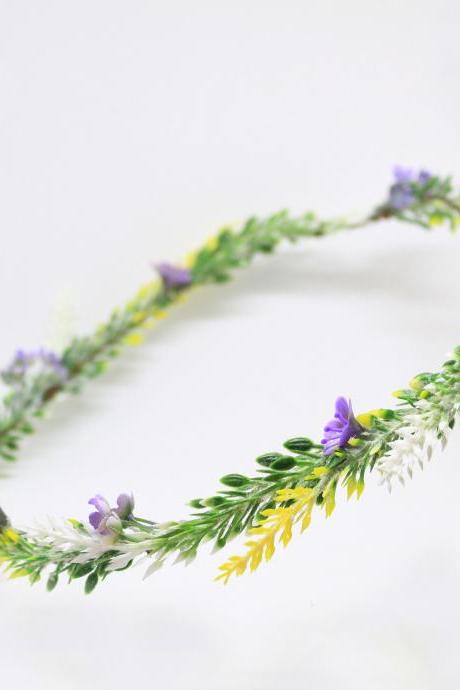 Flower girl hair wreath, flower girl hair accessories lavender, wedding hair flower crown, flower girl crown yellow, yellow hair accessories.