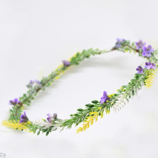 Flower girl hair wreath, flower girl hair accessories lavender, wedding hair flower crown, flower girl crown yellow, yellow hair accessories.